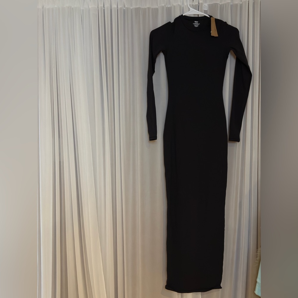 SKIMS Classic Black Long Sleeve Dress